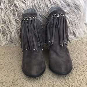 Not Rated Grey Fringe Booties